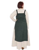 GYDA WOOL Green - Medieval Viking Wool Apron Pinafore Dress